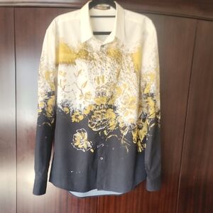 Roberto Cavalli Black and Gold Floral Shirt Jacket